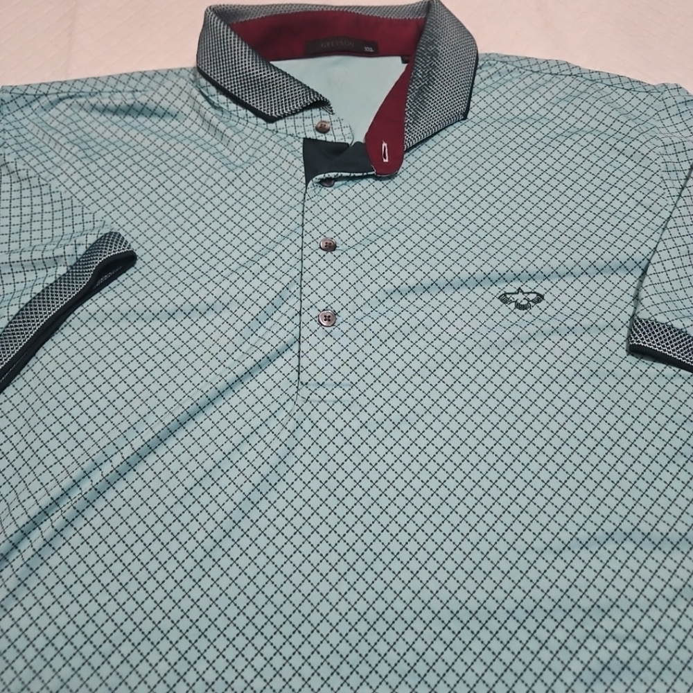 Greyson Teal and Black Checkered Polo